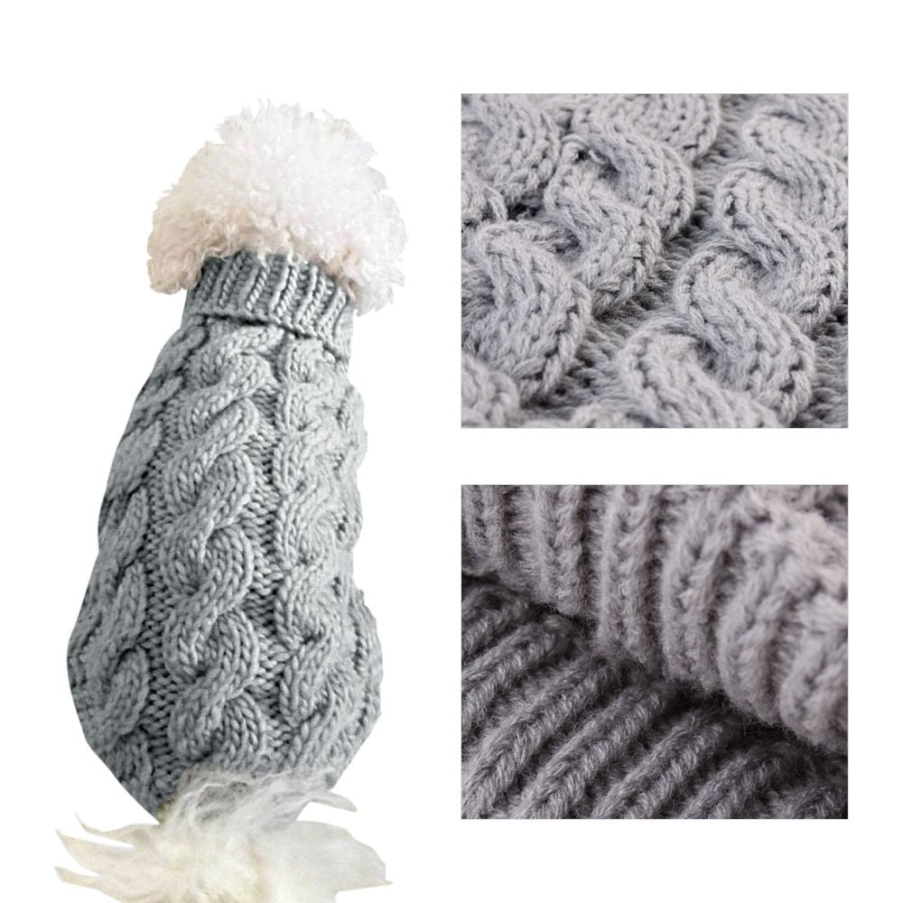 Black L size Cosy Cable Knit Dog Jumper -  Warm Winter Pet Clothing, Soft High Neck Design, Small to Medium Dogs, Easy Wear Pullover Style, Ideal for Chilly Evenings and Outdoor Walks
