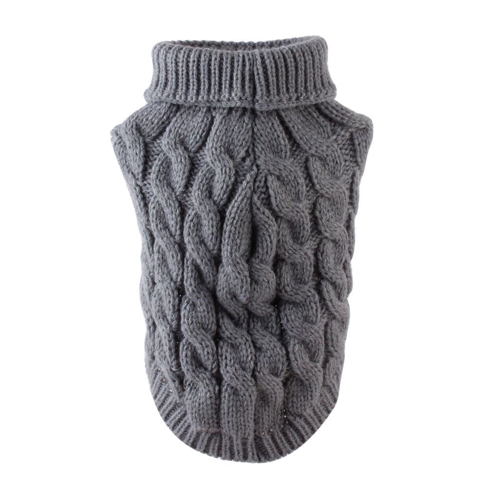 White L size Cosy Cable Knit Dog Jumper -  Warm Winter Pet Clothing, Soft High Neck Design, Small to Medium Dogs, Easy Wear Pullover Style, Ideal for Chilly Evenings and Outdoor Walks