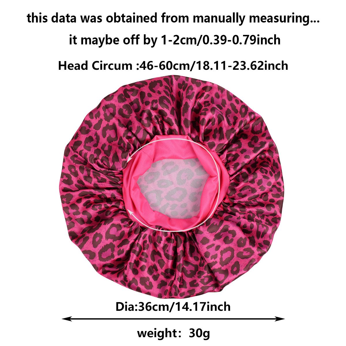 Aries-Rose Red Leopard Print Satin Sleep Bonnet -  Large Size Hair Protection Cap with Elastic Band, Soft Lined for Curly Hair, Night Wear and Spa Use