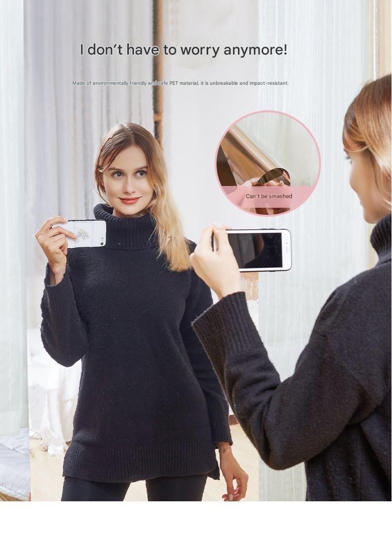 30*100cm Self-Adhesive PET Mirror Sticker - Unbreakable Soft Glass Mirror Film，Safety Soft Mirror - Cut-to-Size, High-Reflective Wall Decal for Bedroom, Wardrobe, Bathroom - Easy Peel-and-Stick Installation, No Drill Damage Space-Saving Design