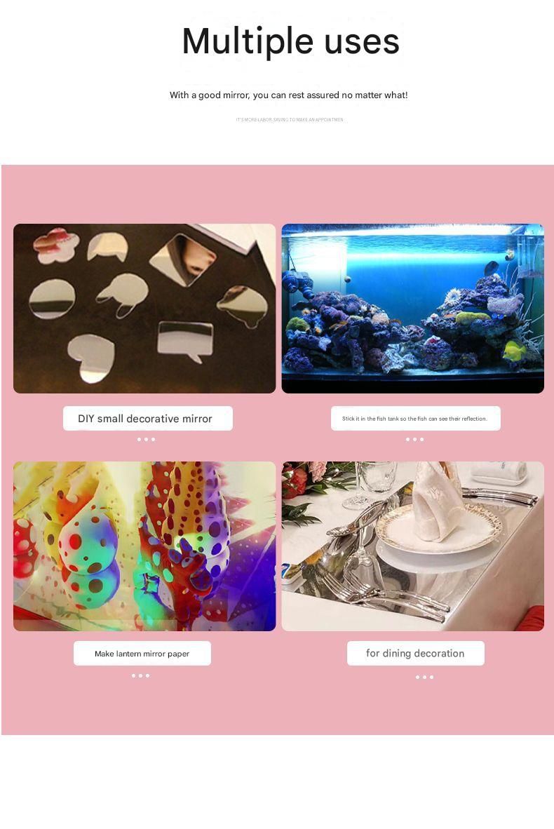 30*100cm Self-Adhesive PET Mirror Sticker - Unbreakable Soft Glass Mirror Film，Safety Soft Mirror - Cut-to-Size, High-Reflective Wall Decal for Bedroom, Wardrobe, Bathroom - Easy Peel-and-Stick Installation, No Drill Damage Space-Saving Design
