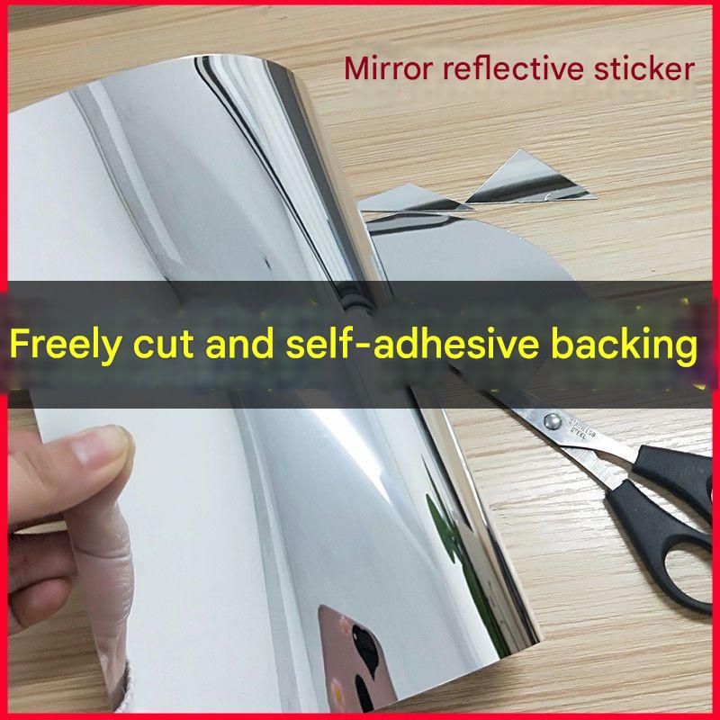 30*100cm Self-Adhesive PET Mirror Sticker - Unbreakable Soft Glass Mirror Film，Safety Soft Mirror - Cut-to-Size, High-Reflective Wall Decal for Bedroom, Wardrobe, Bathroom - Easy Peel-and-Stick Installation, No Drill Damage Space-Saving Design