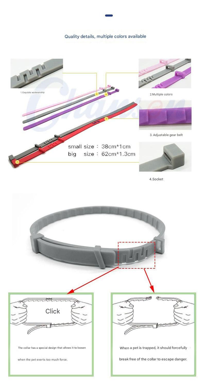 2-piece Grey 62cm Adjustable Flea and Tick Collar for Dogs and Cats - 8 Month Protection, Waterproof TPR Design with Safety Release - Repels Fleas, Ticks, and Mosquitoes for Small to Large Pets