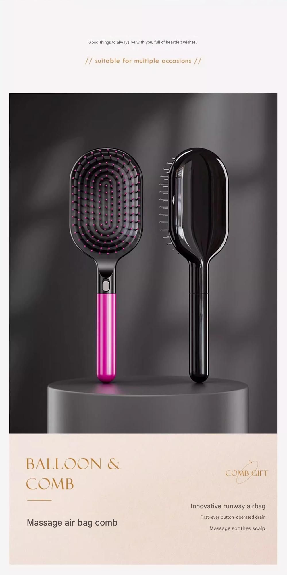 Rose Red 5-Piece Gift Box Set Premium ABS Hair Care Gift Set with Cushion Paddle Brush, Detangling Comb, Cleaning Brush & Stand - Elegant Mother’s Day or Couple’s Gift for Daily Styling and Scalp Comfort