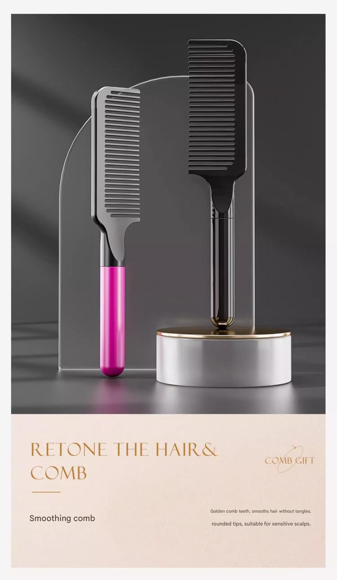 Rose Red 5-Piece Gift Box Set Premium ABS Hair Care Gift Set with Cushion Paddle Brush, Detangling Comb, Cleaning Brush & Stand - Elegant Mother’s Day or Couple’s Gift for Daily Styling and Scalp Comfort
