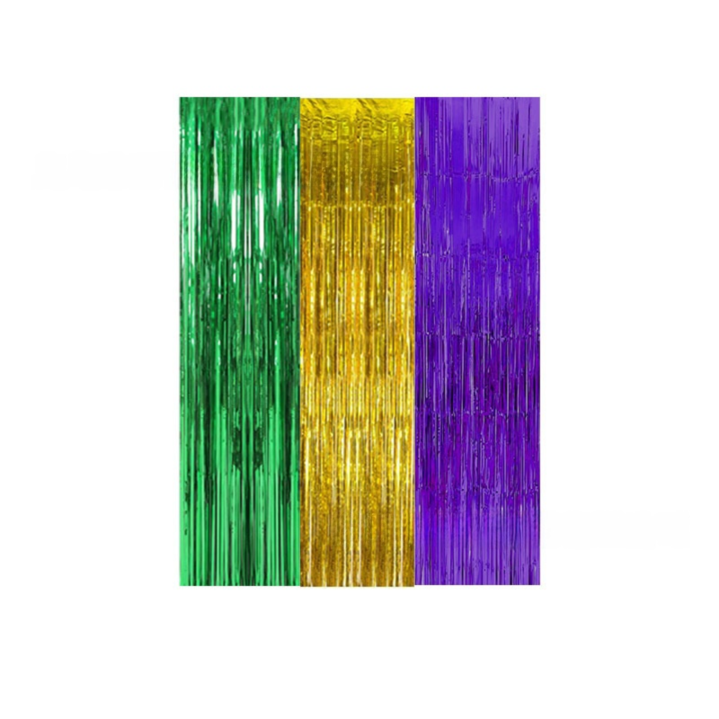 5-piece Purple Laser Tinsel Foil Fringe Curtain - 1*1m Metallic Party Streamer Backdrop for Birthday, Wedding, Christmas, New Year & Event Decoration - Shimmering Photo Booth & Doorway Prop
