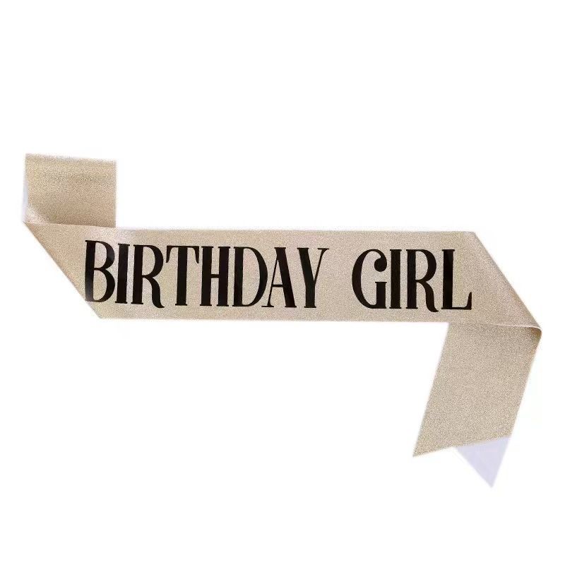 2-piece Golden Birthday Girl Tiara and Sash Set - Elegant Rhinestone Alloy Crown with , Glitter "BIRTHDAY GIRL" Sash & Safety Pin - Perfect Princess Party Accessory for Women and Girls