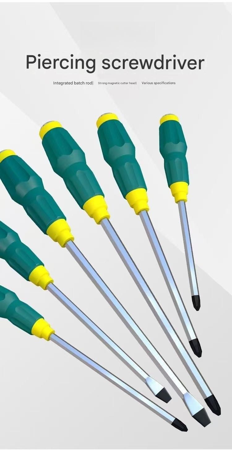 2-piece Green One 4-inch Phillips screwdriver and one 4-inch flathead screwdriver  Impact-Resistant Magnetic Screwdriver with Through-Tang Shaft — Chrome Vanadium Steel Bit, Ergonomic Non-Slip Handle — Ideal for Automotive Repair, Machinery Maintenance, F