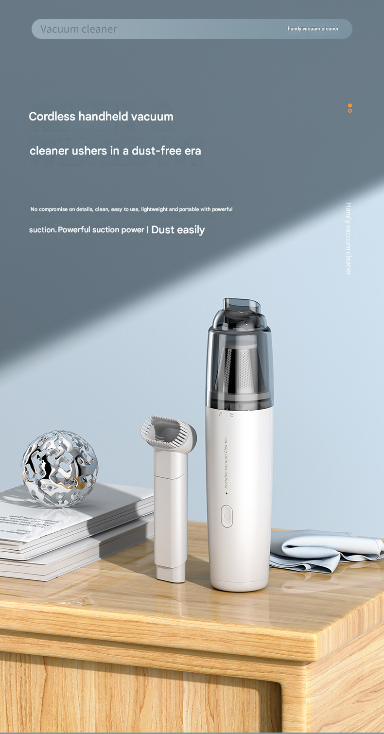 Black Mini Portable Car Vacuum Cleaner - 120W Strong Suction, Handheld Wireless, Lightweight 300g, Wet and Dry Use, for Car Interior, Home, Office, and Travel