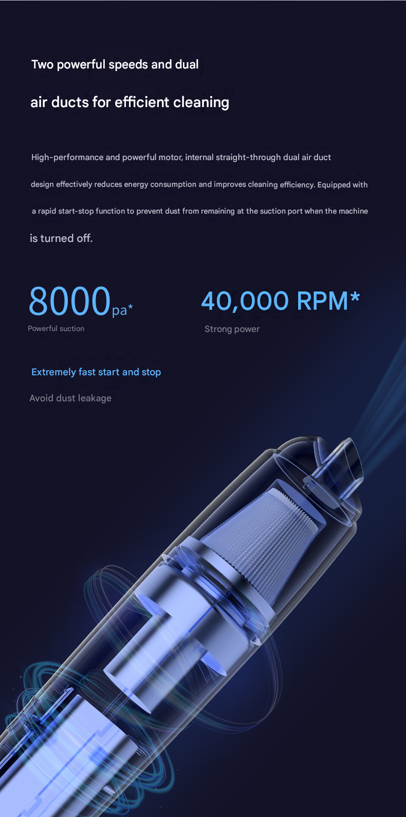 Black Mini Portable Car Vacuum Cleaner - 120W Strong Suction, Handheld Wireless, Lightweight 300g, Wet and Dry Use, for Car Interior, Home, Office, and Travel