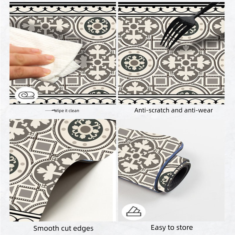 Diatom Mud Kitchen Counter Mat - Quick Dry Absorbent Non-Slip Draining Pad for Sink Benchtop 50cm x 80cm(Shadows on the Lattice Window)