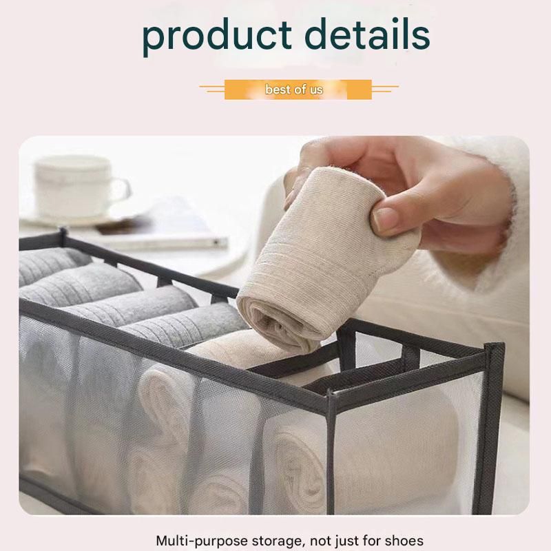 Beige Drawer Underwear Organiser Set - 3 Piece Mesh Storage Boxes for Bras Underwear Socks