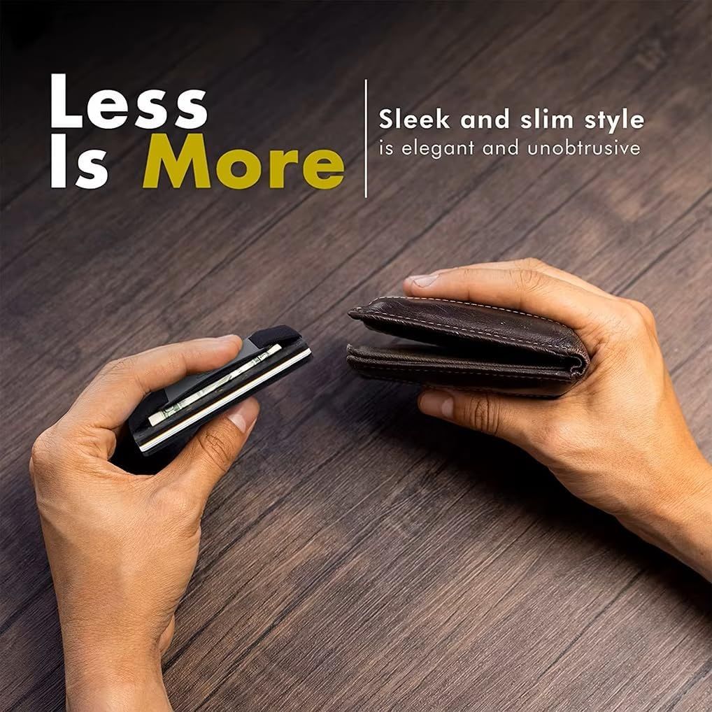 Army green Slim RFID Blocking Aluminum Card Holder - Metal Wallet with Cash Strap Minimalist Card Case