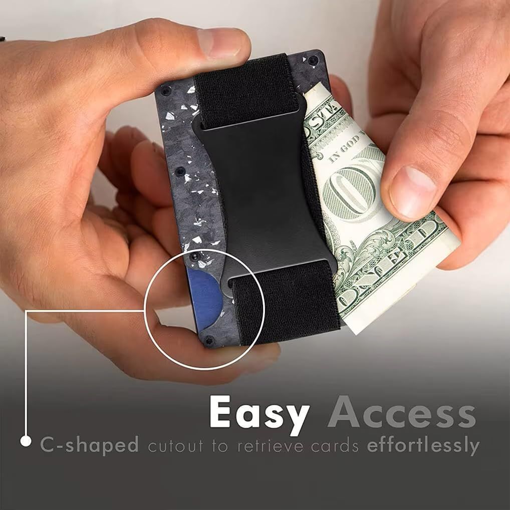 Fluorescent green Slim RFID Blocking Aluminum Card Holder - Metal Wallet with Cash Strap Minimalist Card Case