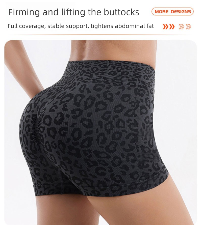 Leopard Print Yoga Set - Twist Front Sports Bra with Criss Cross Back and High Waisted Butt Lifting Shorts(Size:S)