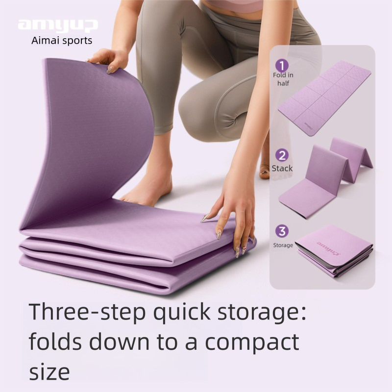 Pink Foldable Yoga Mat - Portable Thick Non-Slip Fitness Exercise Mat for Home Gym and Travel