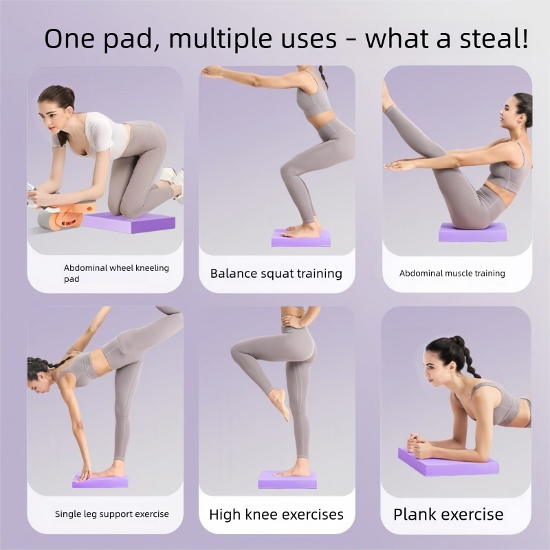 Purple  4cm Thick Balance Pad - Non-Slip High Density Foam Exercise Mat for Plank Push Up Knee Protection Fitness Training( 44cm x 30cm x 4cm)