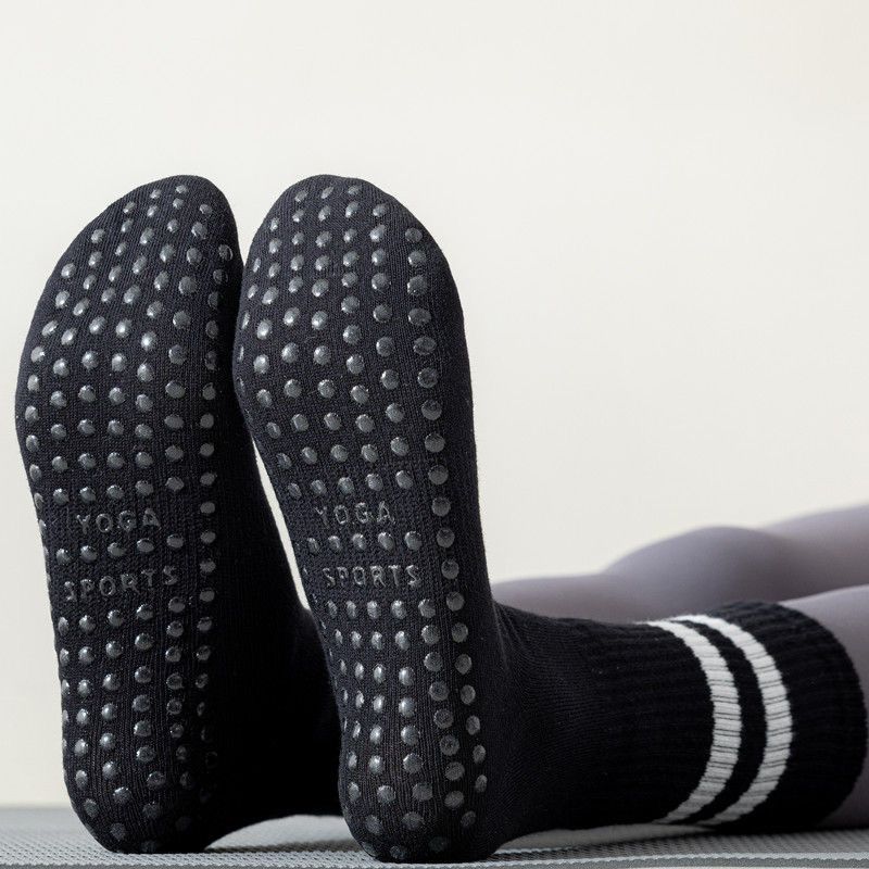3-Pack Black Anti-Slip Yoga Socks - Grippy Non-Slip Pilates Dance Fitness Socks for Women