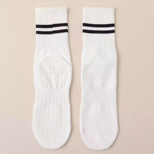 3-Pack White Anti-Slip Yoga Socks - Grippy Non-Slip Pilates Dance Fitness Socks for Women