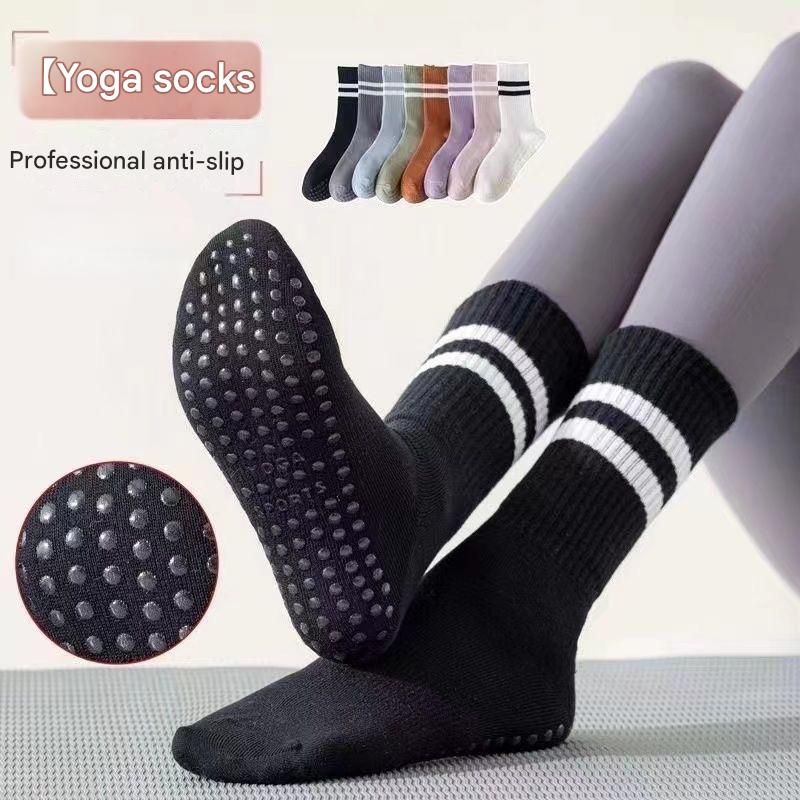 3-Pack Dark grey Anti-Slip Yoga Socks - Grippy Non-Slip Pilates Dance Fitness Socks for Women