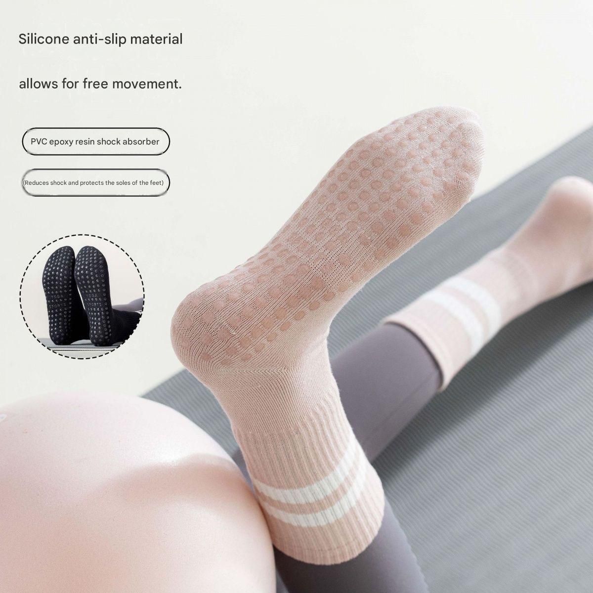 3-Pack Anti-Slip Yoga Socks - Grippy Non-Slip Pilates Dance Fitness Socks for Women(Black, white, dark grey)