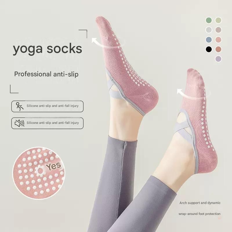 3-Pack Wine red Anti-Slip Yoga Socks - Grippy Pilates Dance Fitness Socks with Silicone Grip for Women