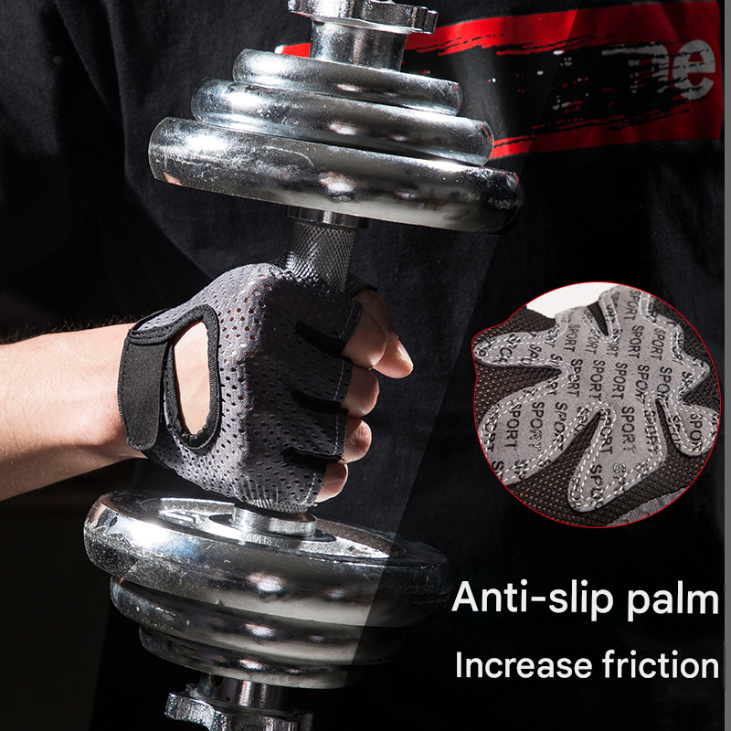 Black Half Finger Fitness Gloves - Anti-Slip Breathable Gym Training Gloves for Weightlifting Cycling(Size:XL)