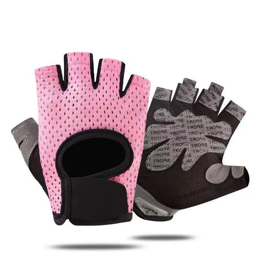 Pink Half Finger Fitness Gloves - Anti-Slip Breathable Gym Training Gloves for Weightlifting Cycling(Size:S)
