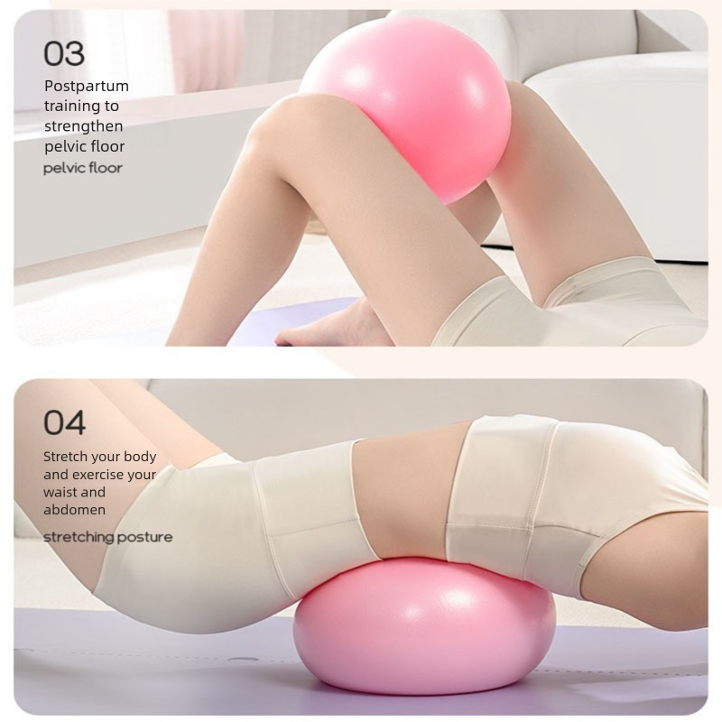 Purple Anti-Burst Yoga Exercise Ball with Manual Hand Pump - 25cm Thickened Stability Ball for Pilates Core Training Fitness