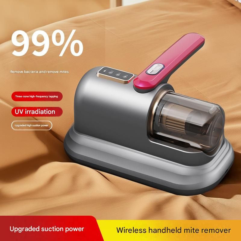 Pearl White Wireless Mite Vacuum Cleaner with UV Light - High Suction Handheld Bed Dust Mite Remover