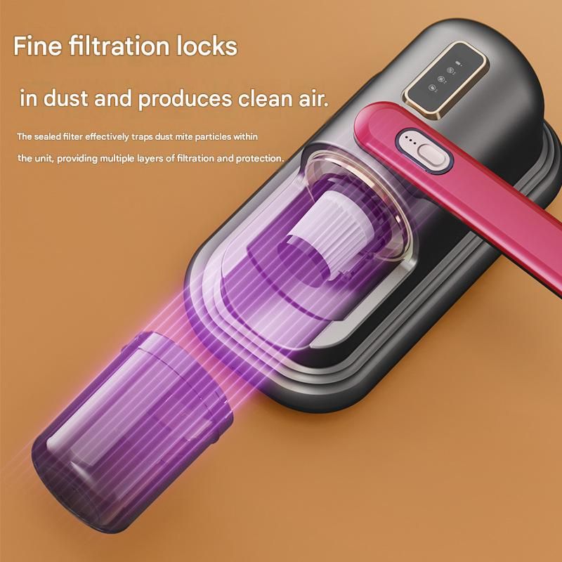 Greyish-purple Wireless Mite Vacuum Cleaner with UV Light - High Suction Handheld Bed Dust Mite Remover