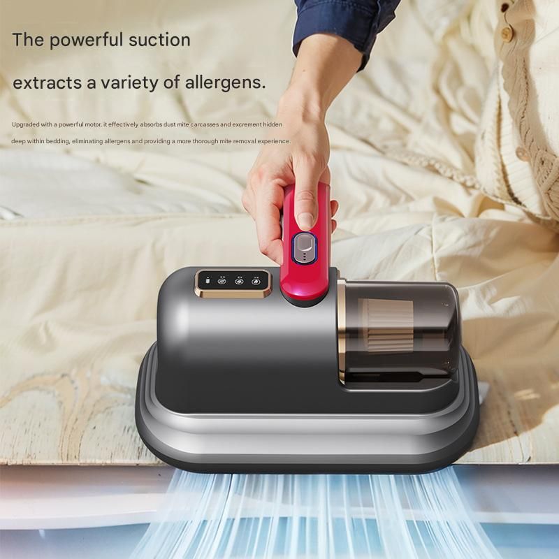 Green Wireless Mite Vacuum Cleaner with UV Light - High Suction Handheld Bed Dust Mite Remover