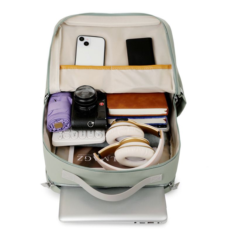 Black Large Capacity Airbag Backpack Multi-Compartment Laptop Backpack Travel Business Bag