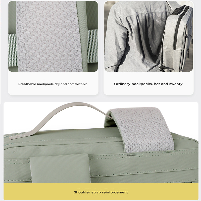 Grey Large Capacity Airbag Backpack Multi-Compartment Laptop Backpack Travel Business Bag