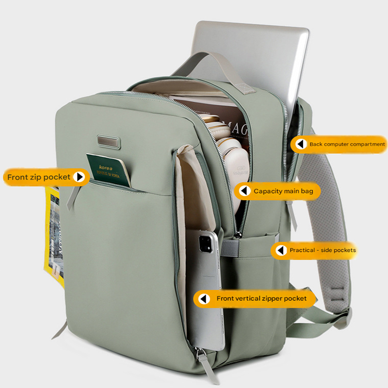 Grey Large Capacity Airbag Backpack Multi-Compartment Laptop Backpack Travel Business Bag
