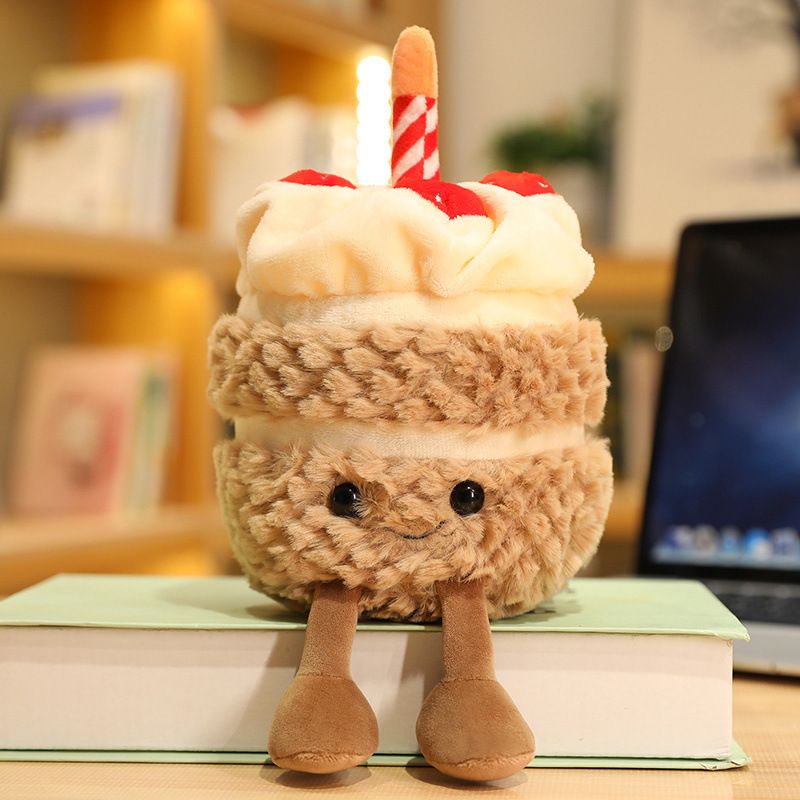 Khaki Cute Birthday Cake Plush Toy Strawberry Layered Cake Pillow Birthday Gift