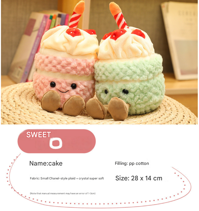 Pink Cute Birthday Cake Plush Toy Strawberry Layered Cake Pillow Birthday Gift