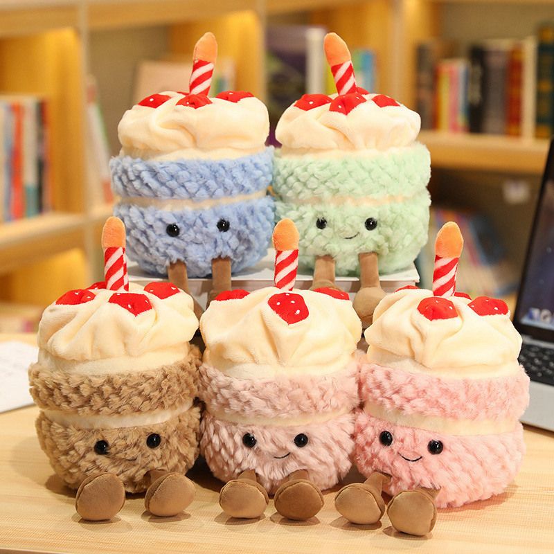 Green Cute Birthday Cake Plush Toy Strawberry Layered Cake Pillow Birthday Gift