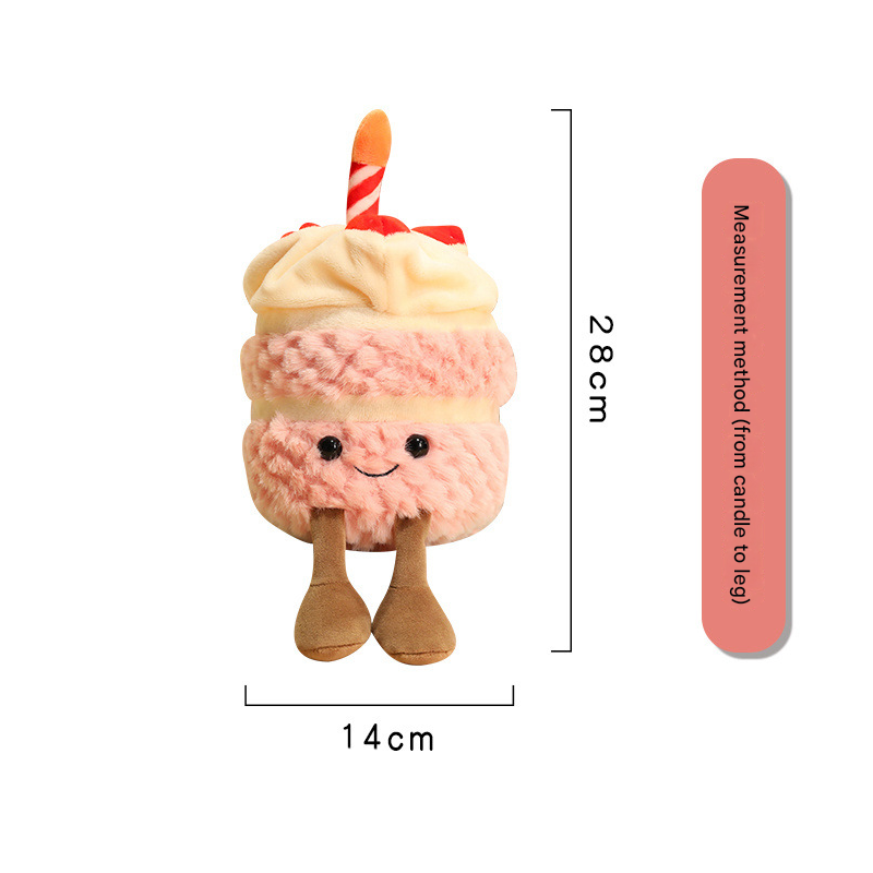 Light brown Cute Birthday Cake Plush Toy Strawberry Layered Cake Pillow Birthday Gift