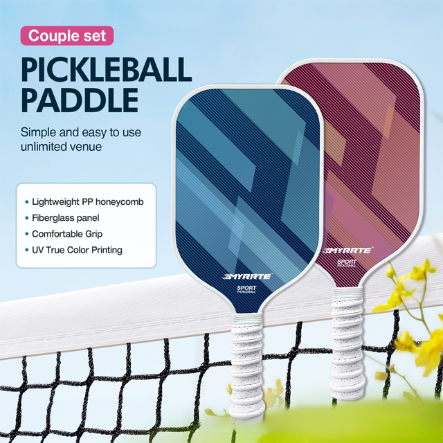 Fantasy Purple Striped Fiberglass Pickleball Paddle – Lightweight Shock-Absorbing Rackets for Outdoor Play