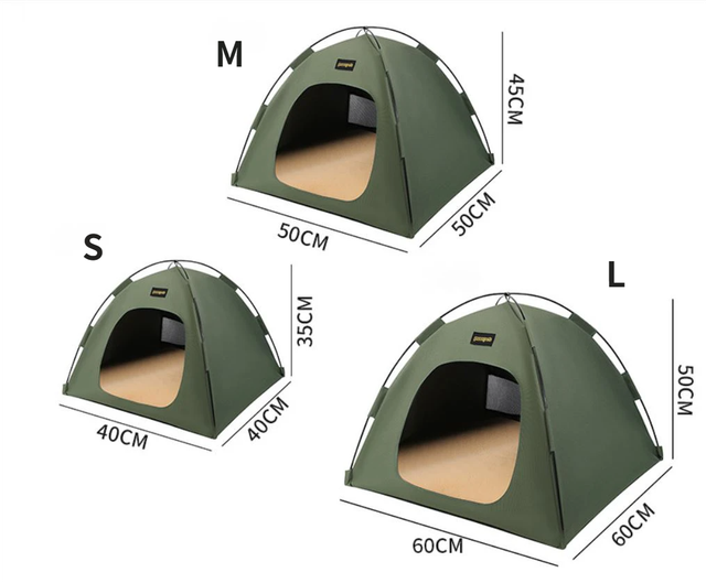 Green All-Weather Portable Pet Tent with Dual-Sided Cushion & Insect-Proof Mesh – L Size 60 x 60 x 50 cm, Waterproof & Sun-Proof Outdoor Four Corner Dome Kennel for Dogs & Cats Travel Camping