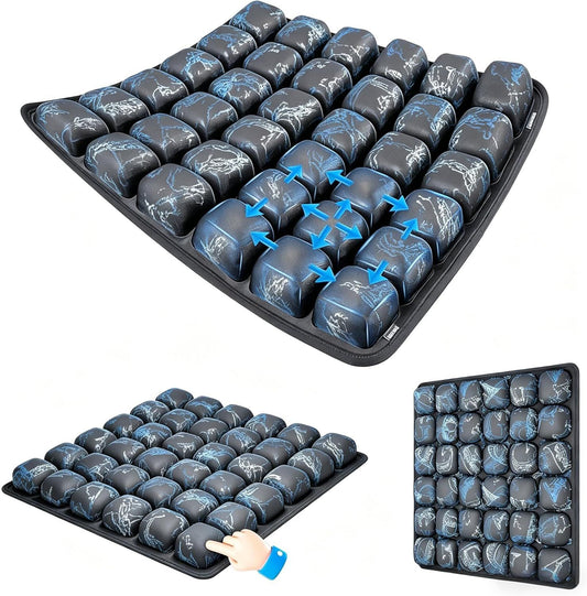 Graffiti Portable 3D Aircell Travel Inflatable Seat Cushion with Built-in Pump – 36 Airbags Ergonomic Pressure Relief Pad with Lycra Cover & Non-Slip Base for Office Car Flight Long Sitting