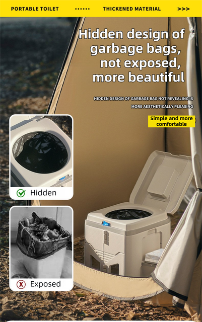Portable Travel Toilet with Integrated Dual Storage Wings & Odor-Proof Lid – Ergonomic Reusable Foldable Commode with 12.7cm Folding Height for Car Travel & Outdoor Use (White)