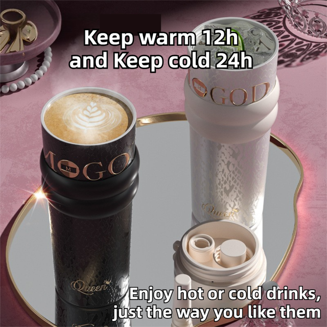 710ML Pink Luxury Gradient Textured Aurora Starry Night Insulated Travel Mug (Bow Pendant Gift Box) – 316 Stainless Steel Car Coffee Tumbler with Pop-Up Straw Dual Lid, Sinking Tea Infuser Ball and Cup Sleeve