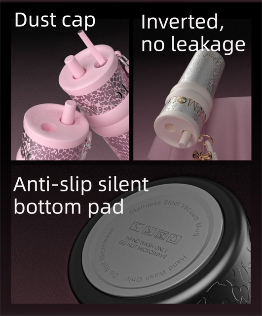 710ML Pink Luxury Gradient Textured Aurora Starry Night Insulated Travel Mug (Bow Pendant Gift Box) – Ceramic Liner Car Coffee Tumbler with Pop-Up Straw Dual Lid, Sinking Tea Infuser Ball and Cup Sleeve