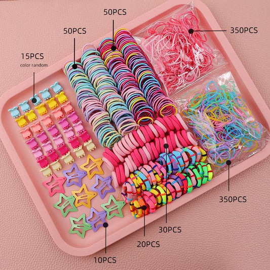875-Piece Cute Hair Accessories Gift Set with Elastic Rubber Bands & Hair Clips Organizer Box - Perfect Gift for Girls