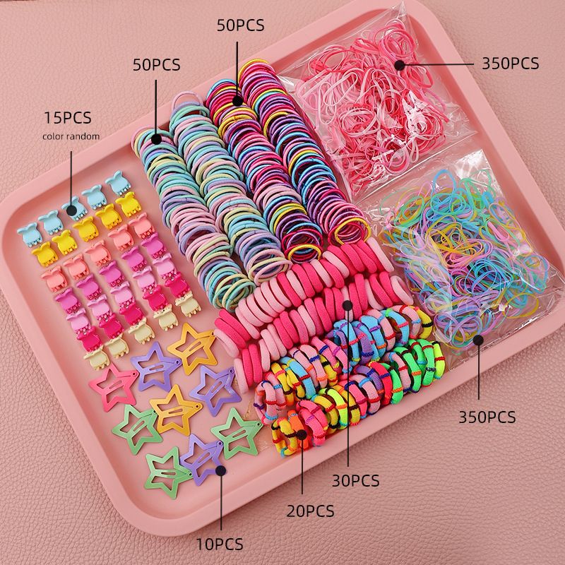 895-Piece Cute Hair Accessories Gift Set with Elastic Rubber Bands & Hair Clips Organizer Box - Perfect Gift for Girls