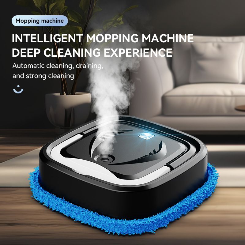 Black P6 Smart Robotic Mop and Floor Cleaner for Full Home Cleansing – High Power, Wet & Dry Dual Use, Obstacle Sensing, Spray Humidifier, 2.5H USB Rechargeable Long Battery Life and 8cm Low-Profile Body, Large 25X 25CM Advanced Mopping Pad (EOFY Promotio