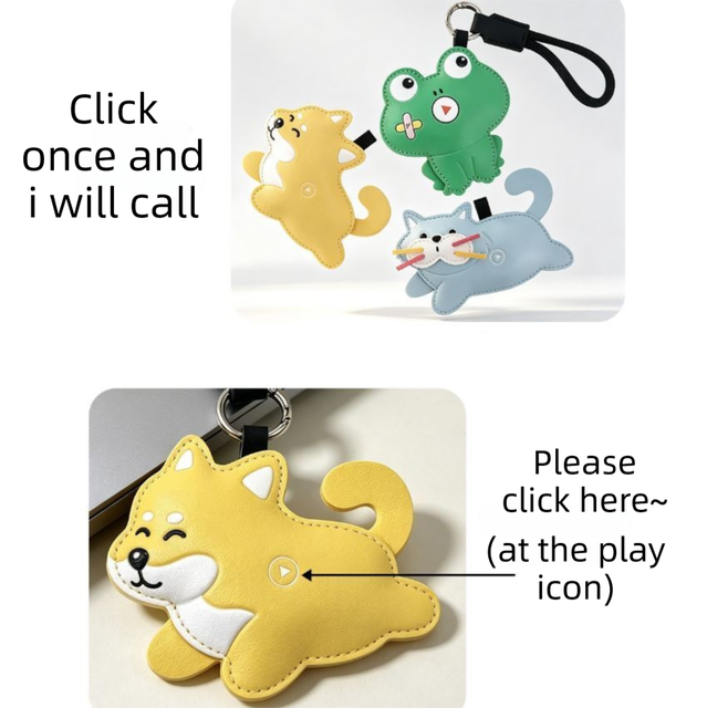 3-Pack Pet Squeeze Meow Sounding Keychain Pendants Set(Blue Cat & Green Frog & Shiba Inu) – Eco-Friendly Leather Cat and Dog Bag Charm for Stress Relief, Backpack Decor and Gift Giving