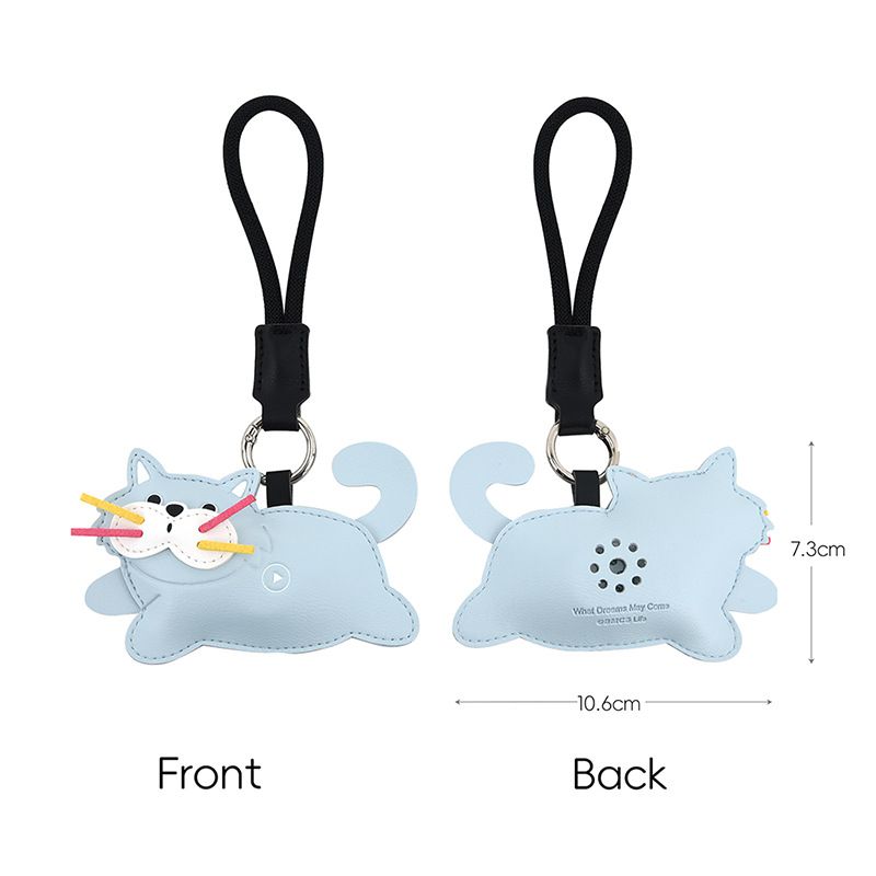 3-Pack Pet Squeeze Meow Sounding Keychain Pendants Set(Blue Cat & Green Frog & Shiba Inu) – Eco-Friendly Leather Cat and Dog Bag Charm for Stress Relief, Backpack Decor and Gift Giving